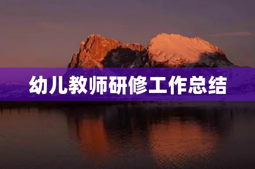 幼儿教师研修工作总结