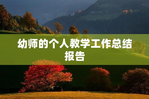 幼师的个人教学工作总结报告