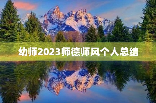 幼师2023师德师风个人总结