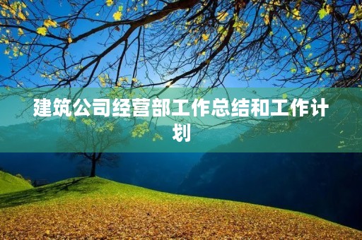 建筑公司经营部工作总结和工作计划