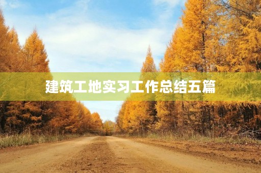 建筑工地实习工作总结五篇 建筑工地实习工作总结五篇
