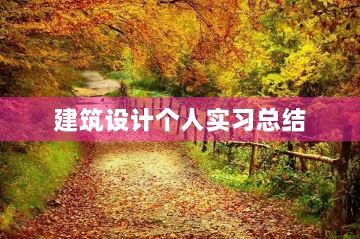 建筑设计个人实习总结