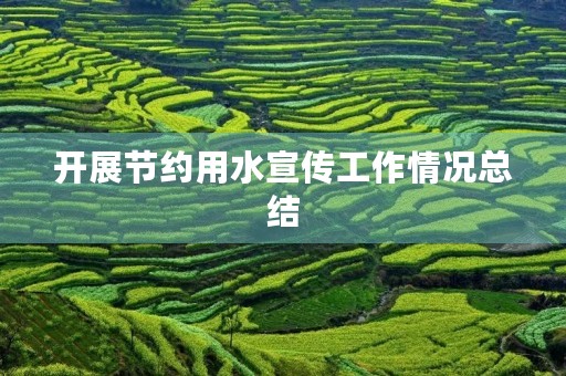 开展节约用水宣传工作情况总结
