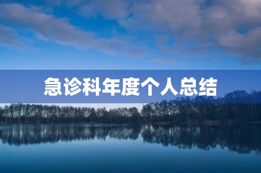 急诊科年度个人总结