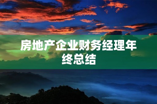 房地产企业财务经理年终总结