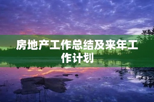房地产工作总结及来年工作计划