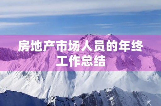 房地产市场人员的年终工作总结