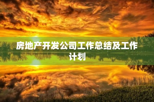 房地产开发公司工作总结及工作计划