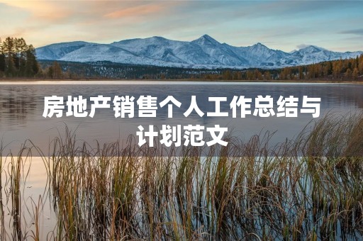 房地产销售个人工作总结与计划范文