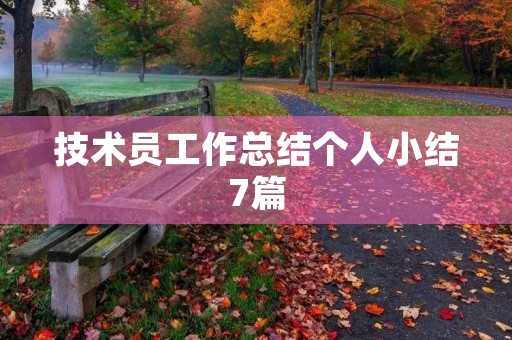 技术员工作总结个人小结7篇