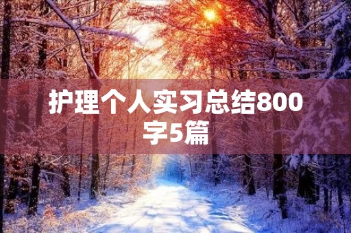 护理个人实习总结800字5篇