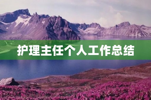 护理主任个人工作总结