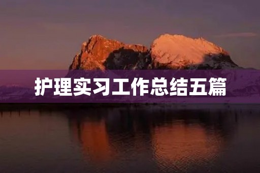 护理实习工作总结五篇 护理实习工作总结五篇