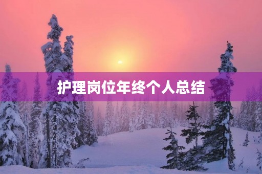 护理岗位年终个人总结 护理岗位年终个人总结