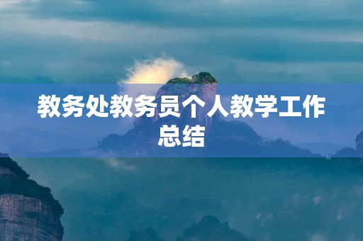 教务处教务员个人教学工作总结