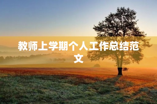 教师上学期个人工作总结范文