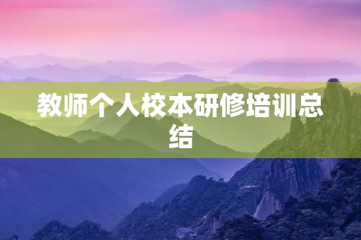 教师个人校本研修培训总结