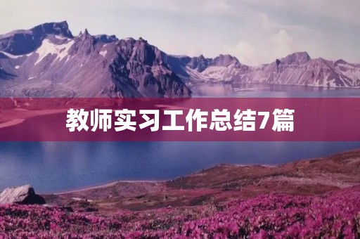 教师实习工作总结7篇 教师实习工作总结7篇