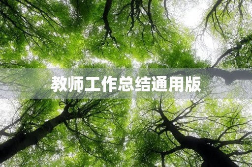 教师工作总结通用版