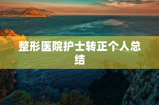 整形医院护士转正个人总结