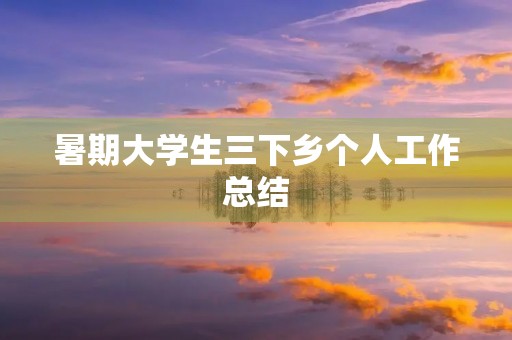 暑期大学生三下乡个人工作总结