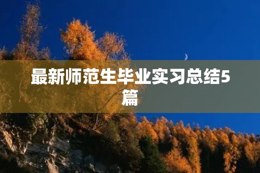 最新师范生毕业实习总结5篇 最新师范生毕业实习总结5篇