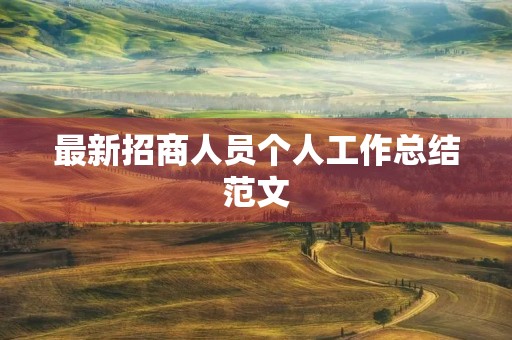 最新招商人员个人工作总结范文 最新招商人员个人工作总结范文