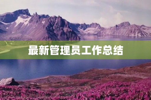 最新管理员工作总结