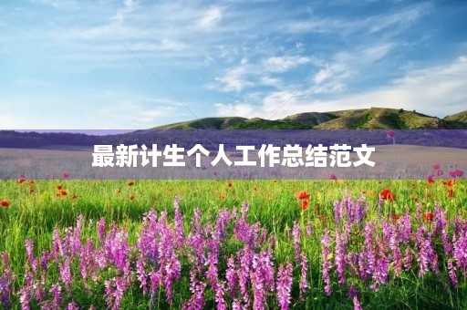 最新计生个人工作总结范文 最新计生个人工作总结范文