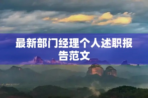 最新部门经理个人述职报告范文