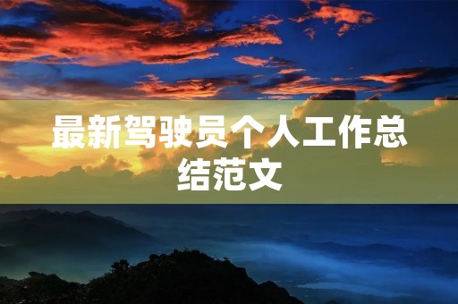 最新驾驶员个人工作总结范文 最新驾驶员个人工作总结范文
