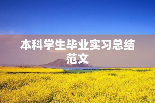 本科学生毕业实习总结范文 本科学生毕业实习总结范文