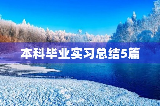 本科毕业实习总结5篇 本科毕业实习总结5篇