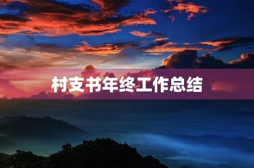 村支书年终工作总结