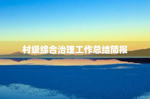 村级综合治理工作总结简报