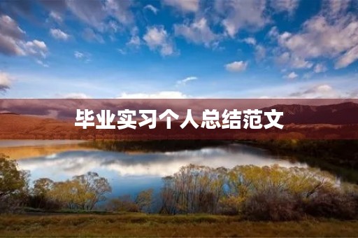 毕业实习个人总结范文 毕业实习个人总结范文