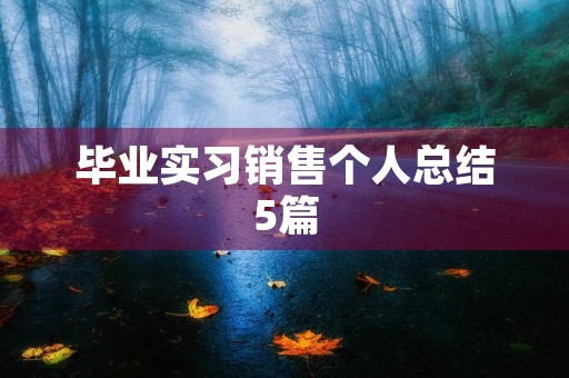毕业实习销售个人总结5篇 毕业实习销售个人总结5篇
