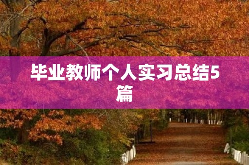 毕业教师个人实习总结5篇 毕业教师个人实习总结5篇