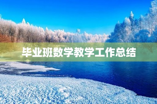 毕业班数学教学工作总结 毕业班数学教学工作总结