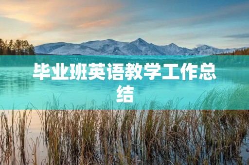 毕业班英语教学工作总结