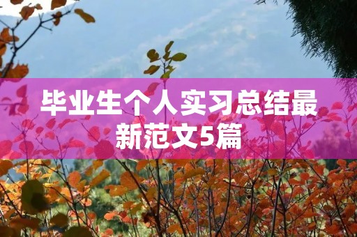 毕业生个人实习总结最新范文5篇 毕业生个人实习总结最新范文5篇