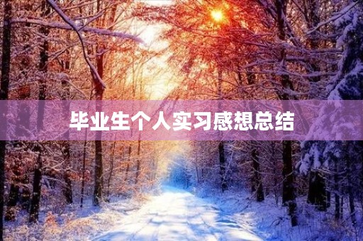 毕业生个人实习感想总结 毕业生个人实习感想总结