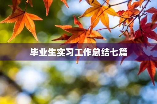 毕业生实习工作总结七篇 毕业生实习工作总结七篇