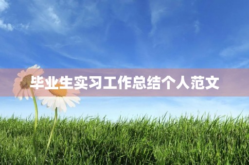 毕业生实习工作总结个人范文 毕业生实习工作总结个人范文