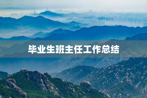 毕业生班主任工作总结 毕业生班主任工作总结