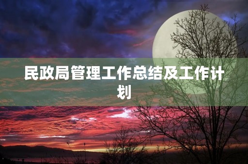 民政局管理工作总结及工作计划