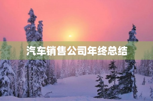 汽车销售公司年终总结