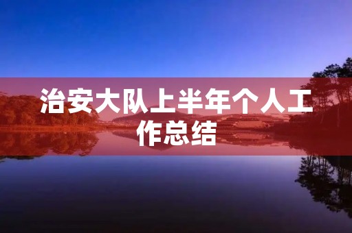 治安大队上半年个人工作总结