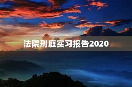 **刑庭实习报告2020 **刑庭实习报告2020