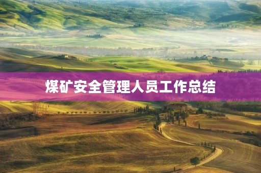 煤矿安全管理人员工作总结